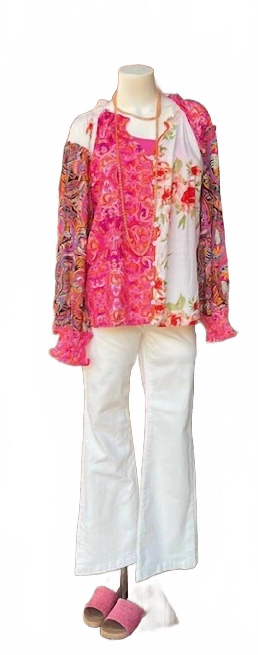 NEW MCCOLIN women's bloom long sleeve top in mixed print